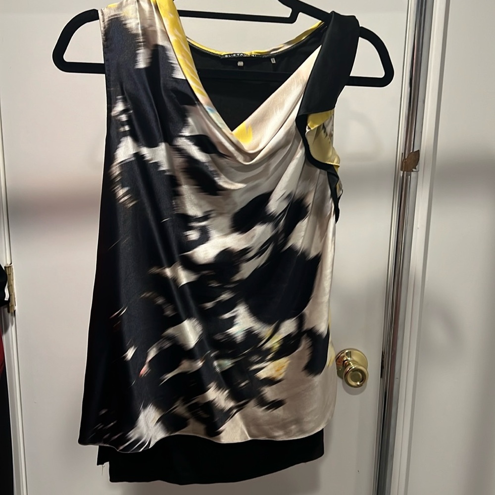 Black and yellow gorgeous  Silk Elie Tahari Blouse